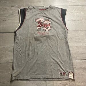 Pepe Jeans Gray Graphic Tee with Red Accents